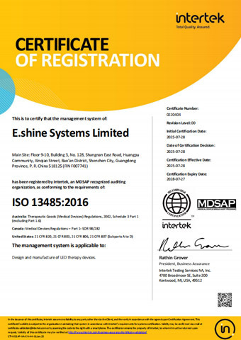 Certyfikat MDSAP panel LED